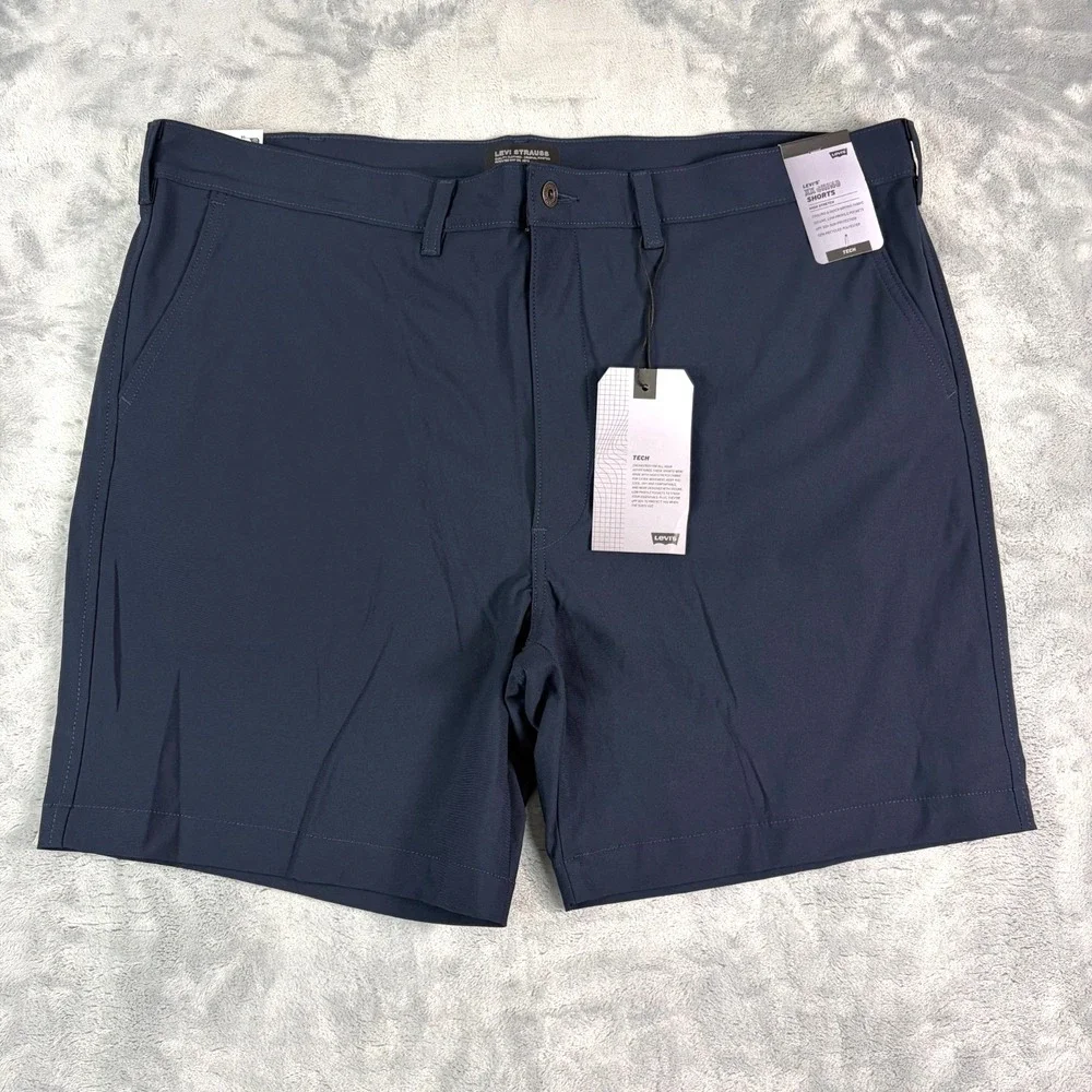 NEW LEVIS 'XX Chino Tech Shorts' Mens 44 Navy Blue Stretch Lightweight 8